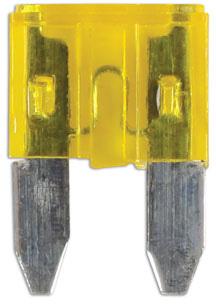 LASER TOOLS MINI BLADE FUSES 20A, YELLOW 25PC