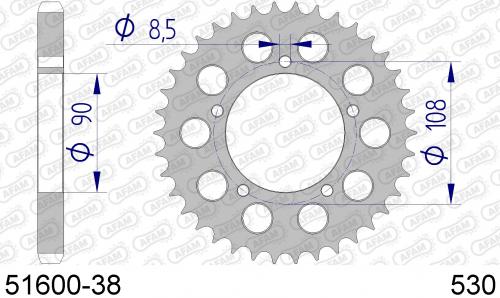 AFAM REAR ALU 38T, 530