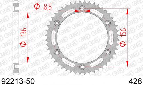 AFAM REAR STEEL 50T, 428 AF29221350
