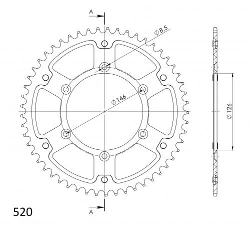 SUPERSPROX SUPERSPROX REAR STEALTH 60T, GOLD, 520 SU680860G