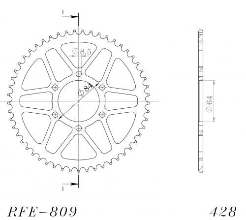 SUPERSPROX SUPERSPROX REAR STEEL 51T, BLACK SU480951B