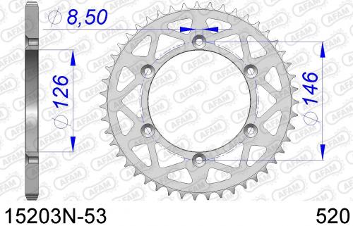 AFAM REAR ALU 53T, 520 AF515203N53