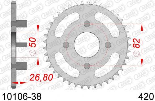 AFAM REAR STEEL 38T, 420 AF21010638