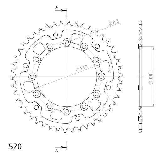 SUPERSPROX SUPERSPROX REAR STEALTH 46T, GOLD, 520 SU6245246G