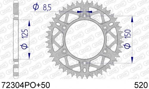 AFAM REAR ALU 50T, 520, ORANGE
