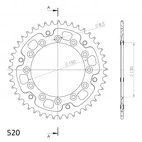 SUPERSPROX SUPERSPROX REAR STEALTH 45T, GOLD, 520 SU6245245G