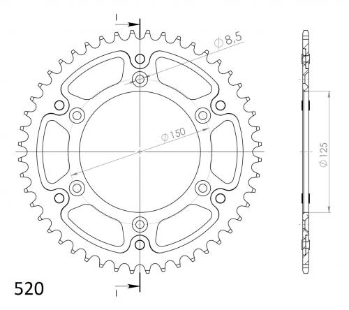 SUPERSPROX SUPERSPROX REAR ALU 48T, SILVER, 520 SU299048S