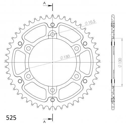 SUPERSPROX SUPERSPROX REAR ALU 47T, BLACK, 525 SU230047B