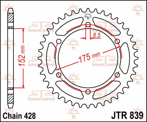 JT SPROCKETS REAR STEEL 57T, 428 JTR083957