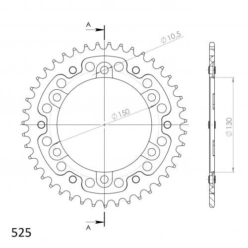 SUPERSPROX SUPERSPROX REAR STEALTH 42T, BLACK, 525 SU630042B