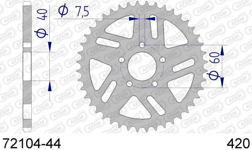 AFAM REAR ALU 44T, 420 AF57210444