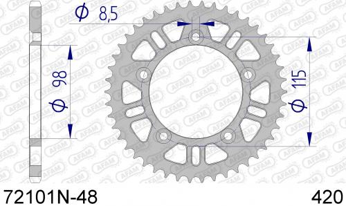 AFAM REAR ALU 48T, 420 AF572101N48