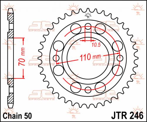 JT SPROCKETS REAR STEEL 36T, 530 JTR024636