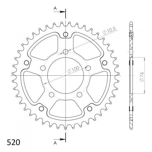 SUPERSPROX SUPERSPROX REAR STEALTH 43T, GOLD, 520 MARCHESINI/