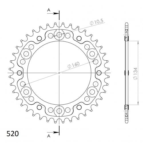 SUPERSPROX SUPERSPROX REAR STEALTH 41T, RED, 520 SU6130841R