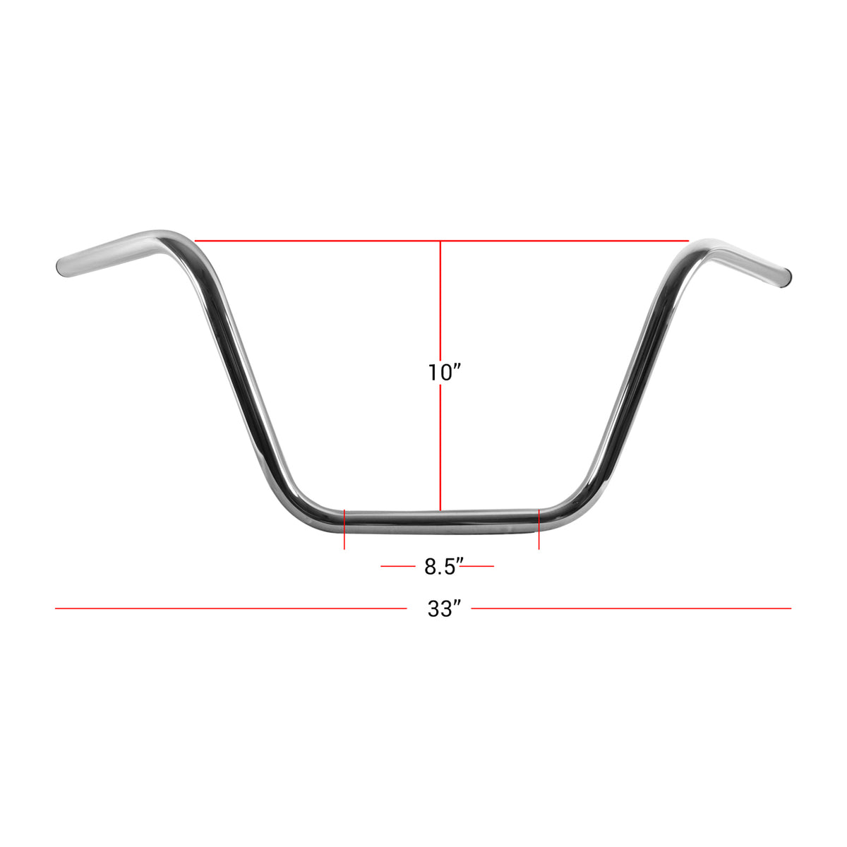 Handlebar 7/8" Chrome 10" Rise Wide Bottom 31-6228