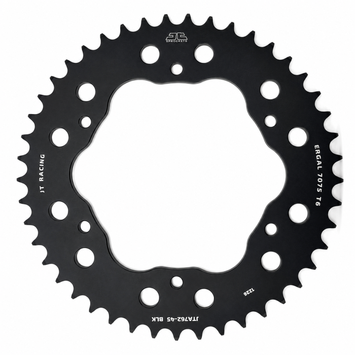 REAR SPROCKET ALLOY BLACK, JTA762.45BLK.7075-T6 Aluminium. DUCATI 520 Chain Conversion