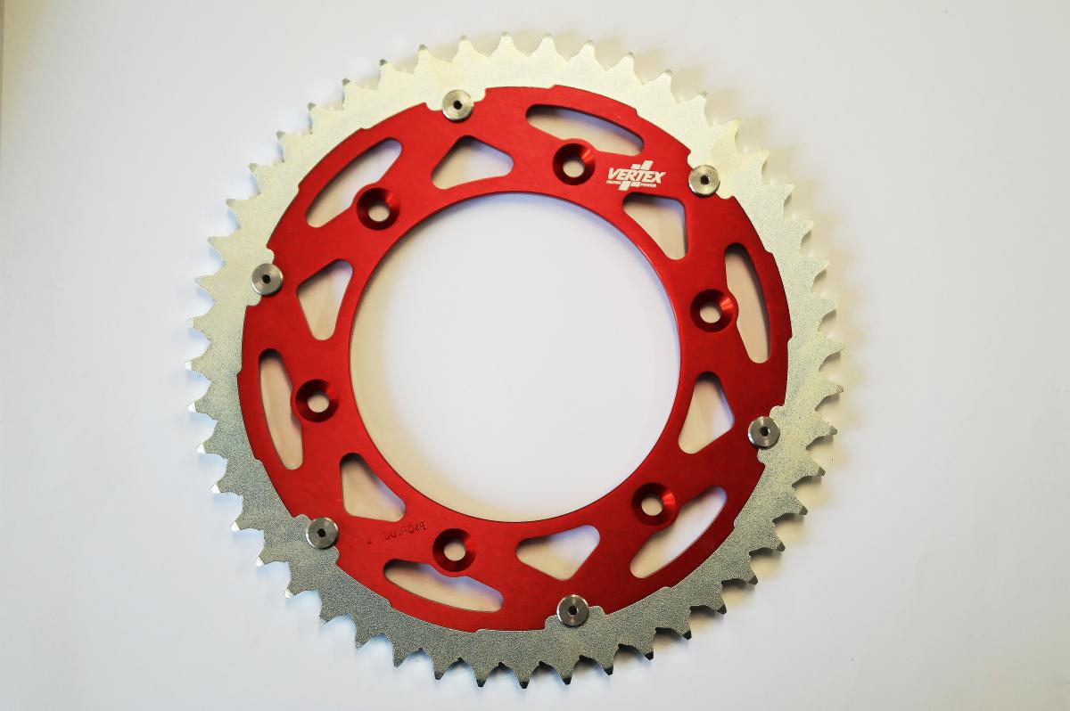 REAR SPROCKET TWINRING 210, VERTEX 892-210DUORD52, RED, 707576 ALLOY & C45 STEEL