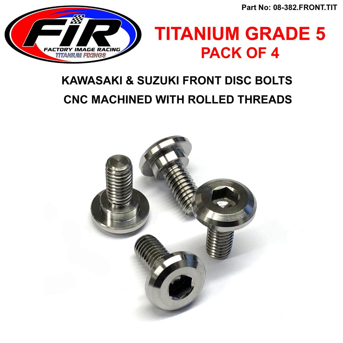 TI GR5 BOLTS DISC KAW/SUZ KIT/4, TITANIUM FRONT KIT RM KX KXF, / FIR BRAND