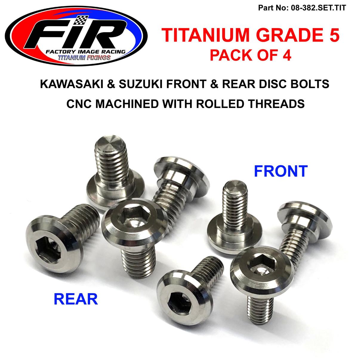 TI GR5 BOLTS DISC KAW/SUZ KIT/8, TITANIUM FRONT & REAR RM KX KXF, / FIR BRAND