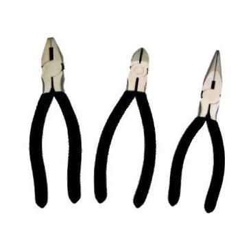6" INCH STEEL PLIERS (SET OF 3), SNIPS / LONG NOSE / COMBINATION PLIERS