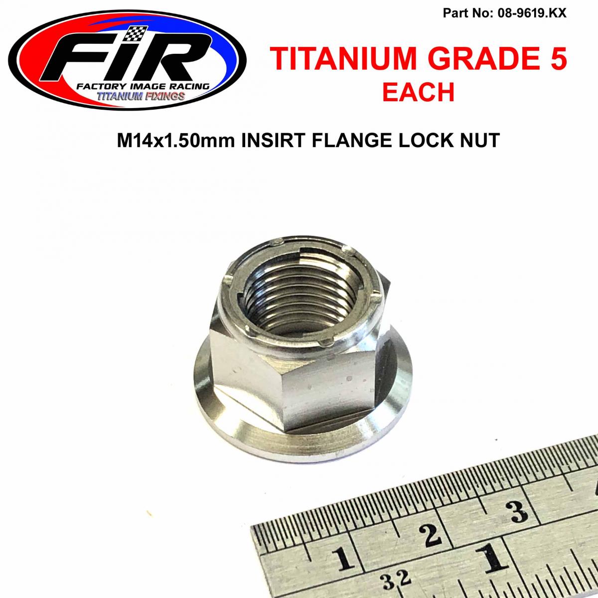 TITANIUM GR5 M14X1.50mm NUT, INSERT LOCK FLANGE NUT / EACH