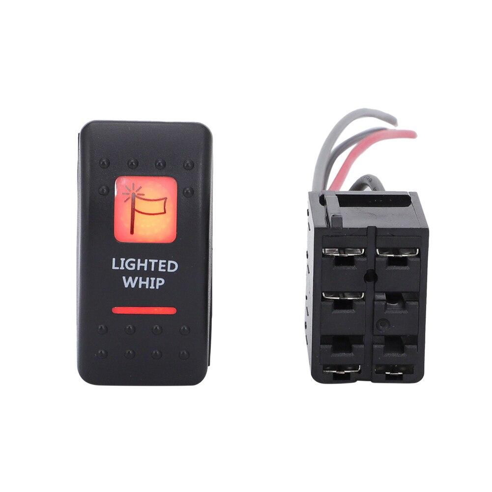 CAN AM POLARIS WHIP LED LIGHT SWITCH 5PIN, WITH PIGTAIL, 12V 20A, AMBER COLOUR