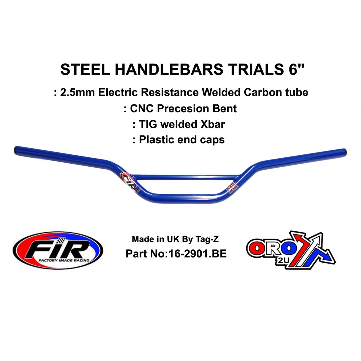 STEEL HANDLEBARS TRIALS 6", / G BLUE 22mm 7/8, REF 48-768 / 768-02