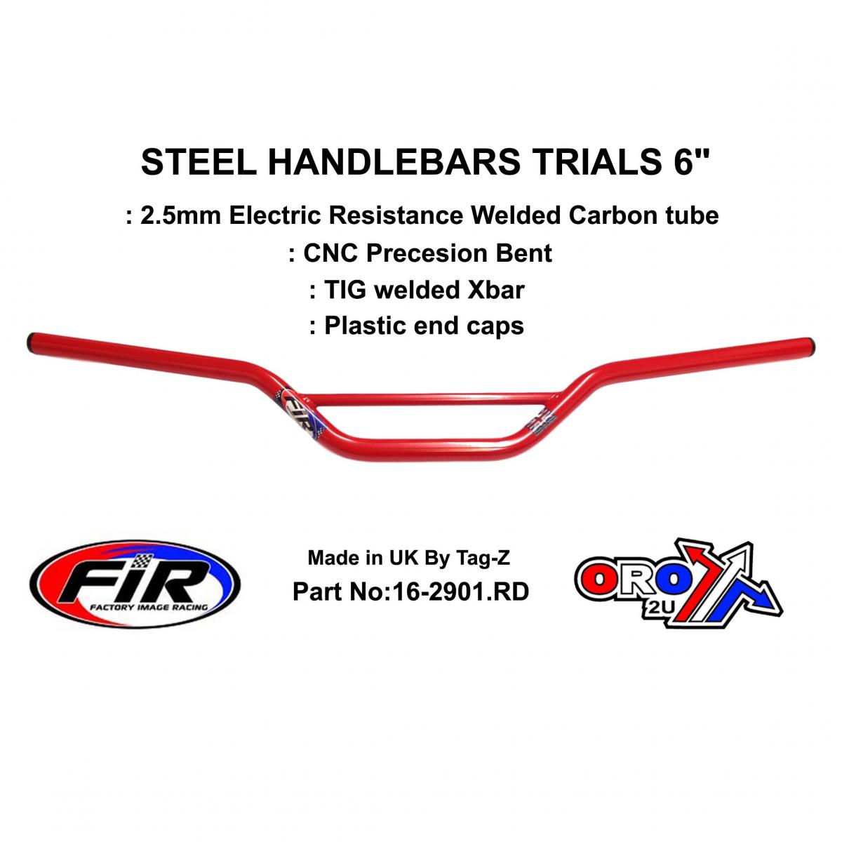 STEEL HANDLEBARS TRIALS 6", / G RED22mm 7/8, REF 48-768 / 768-02