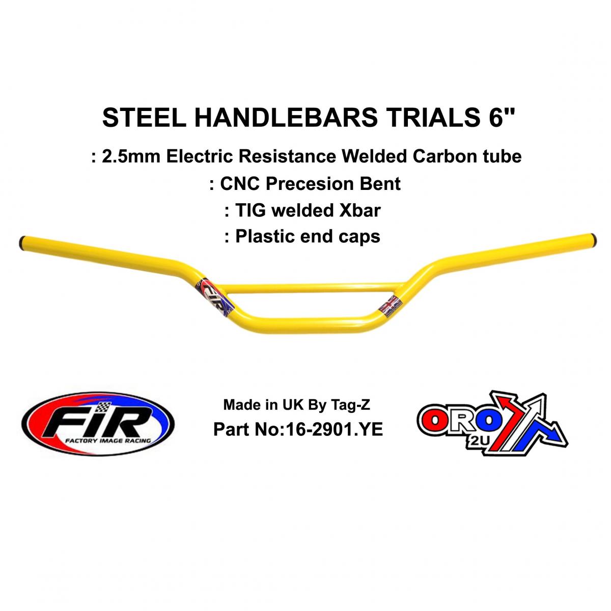 STEEL HANDLEBARS TRIALS 6", / YELLOW22mm 7/8, REF 48-768 / 768-02