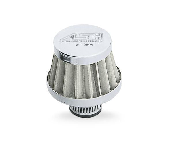 MINI BREATHER FILTER 12MM, CRANKCASE FILTER SILVER
