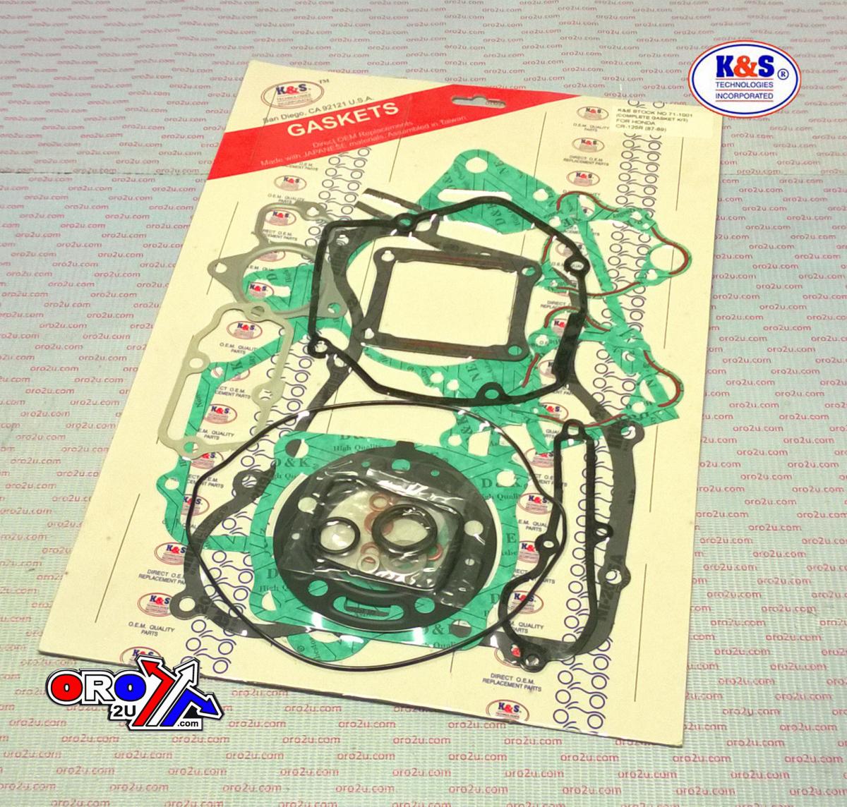 GASKET FULL SET 87-89 CR125, K&S 71-1001 HONDA