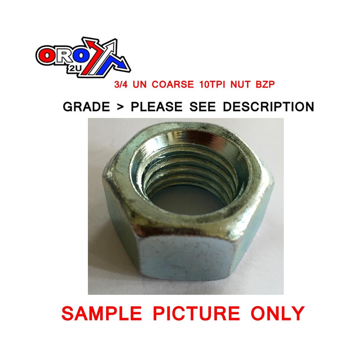 3/4 UNC 10TPI PLAIN NUT BZP, EACH