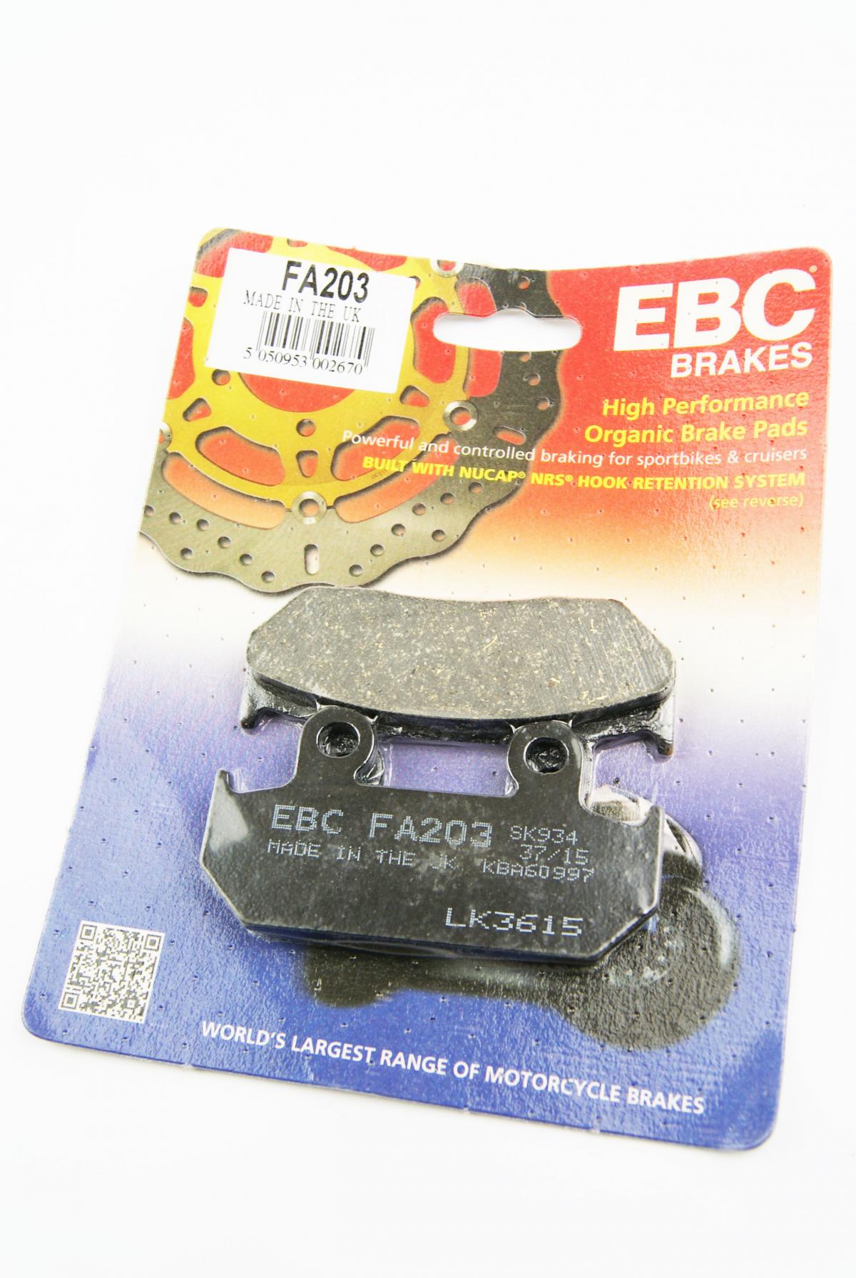 BRAKE PADS STD KEVLAR ORGANIC, EBC FA203 HARLEY DAVIDSON