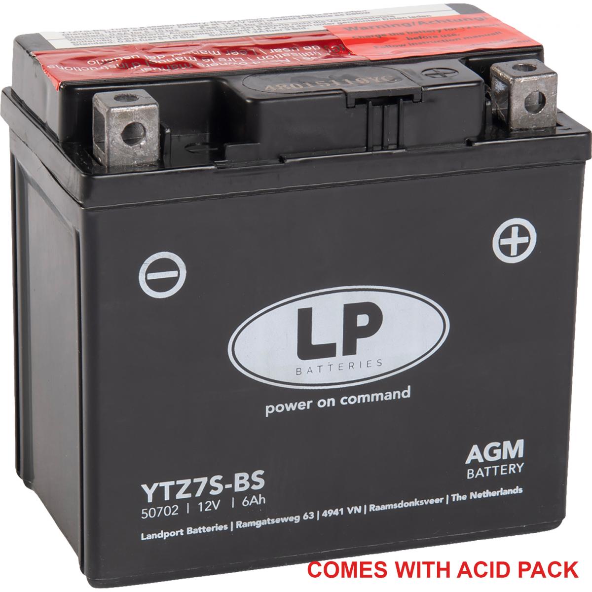 BATTERY LTZ7S-BS 12V MA.FREE, LANDPORT 50702 AGM, MB YTZ7S-BS, MA LTZ7S-BS