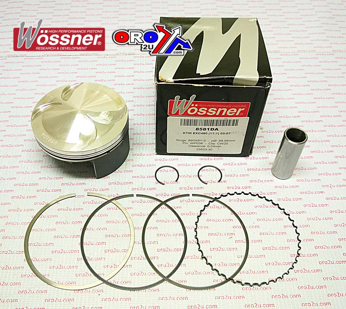 PISTON KIT 02-07 KTM EXC450 89, WOSSNER WOSSNER 8581DA 59430007000
