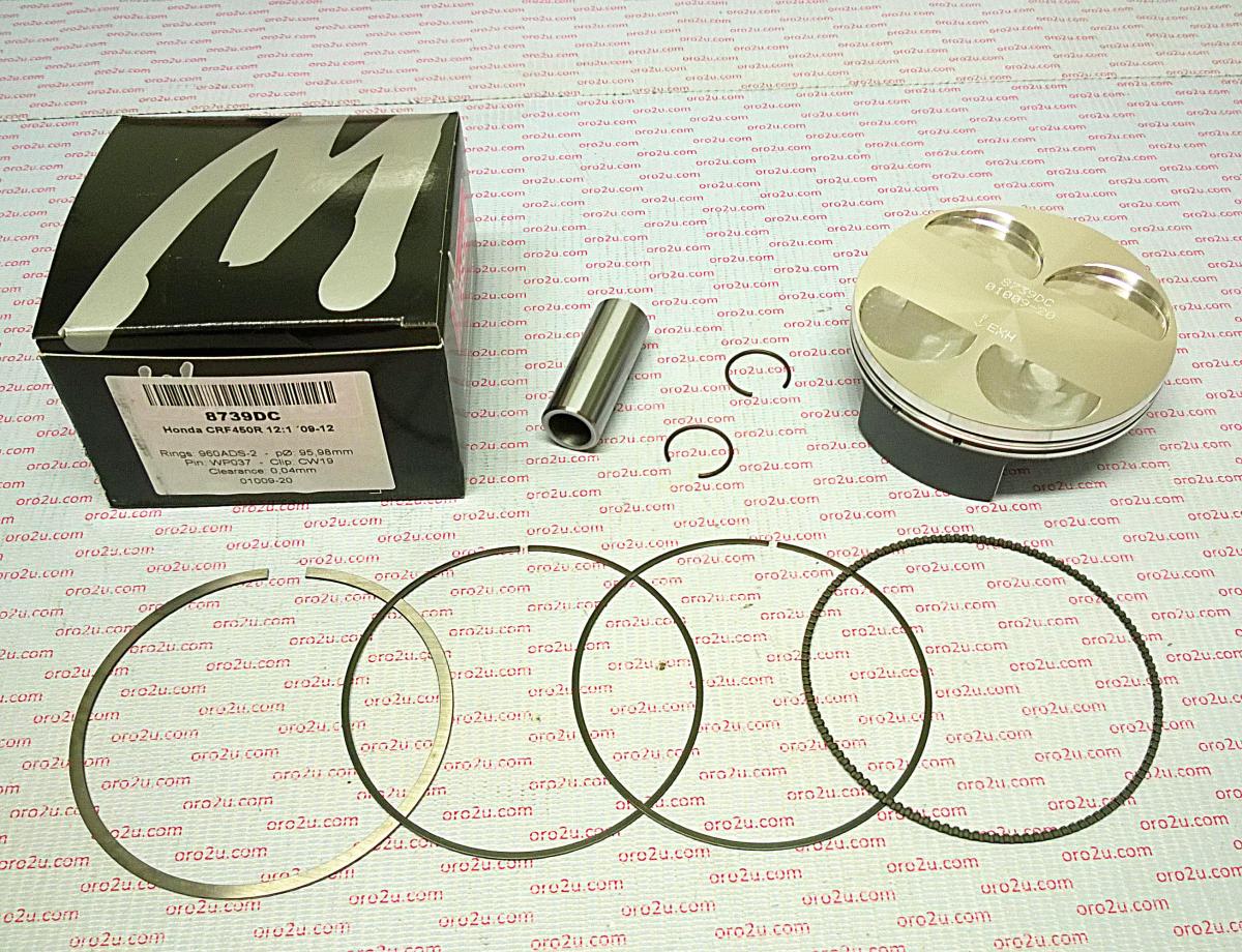 PISTON KIT 09-12 CRF450R 96.00, WOSSNER 8739DA HONDA FORGED, 13110-MEN-A30