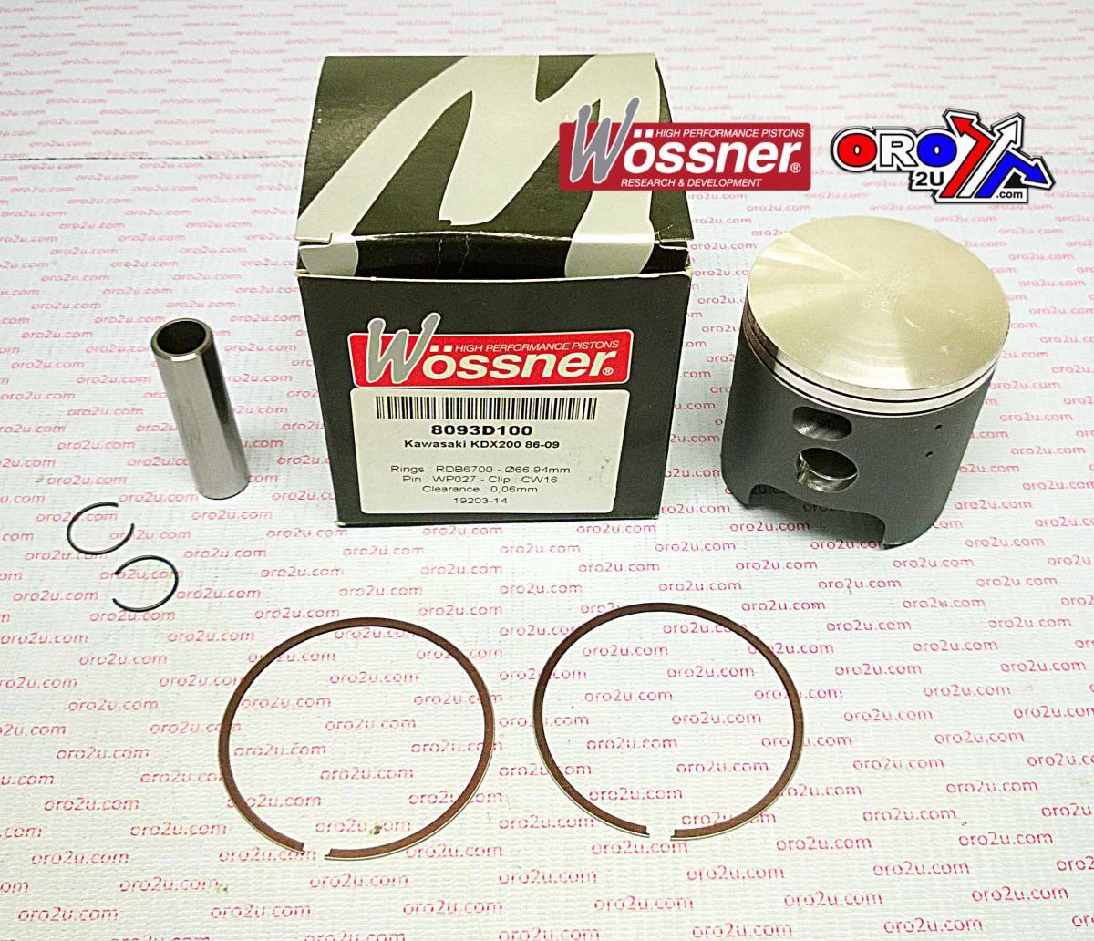 PISTON KIT 86-09 KDX200 67.00, WOSSNER 8093D100 KAWASAKI MX