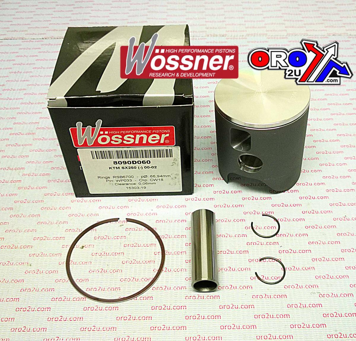 PISTON KIT 00-06 KTM250 66.40, WOSSNER 8090DA FORGED