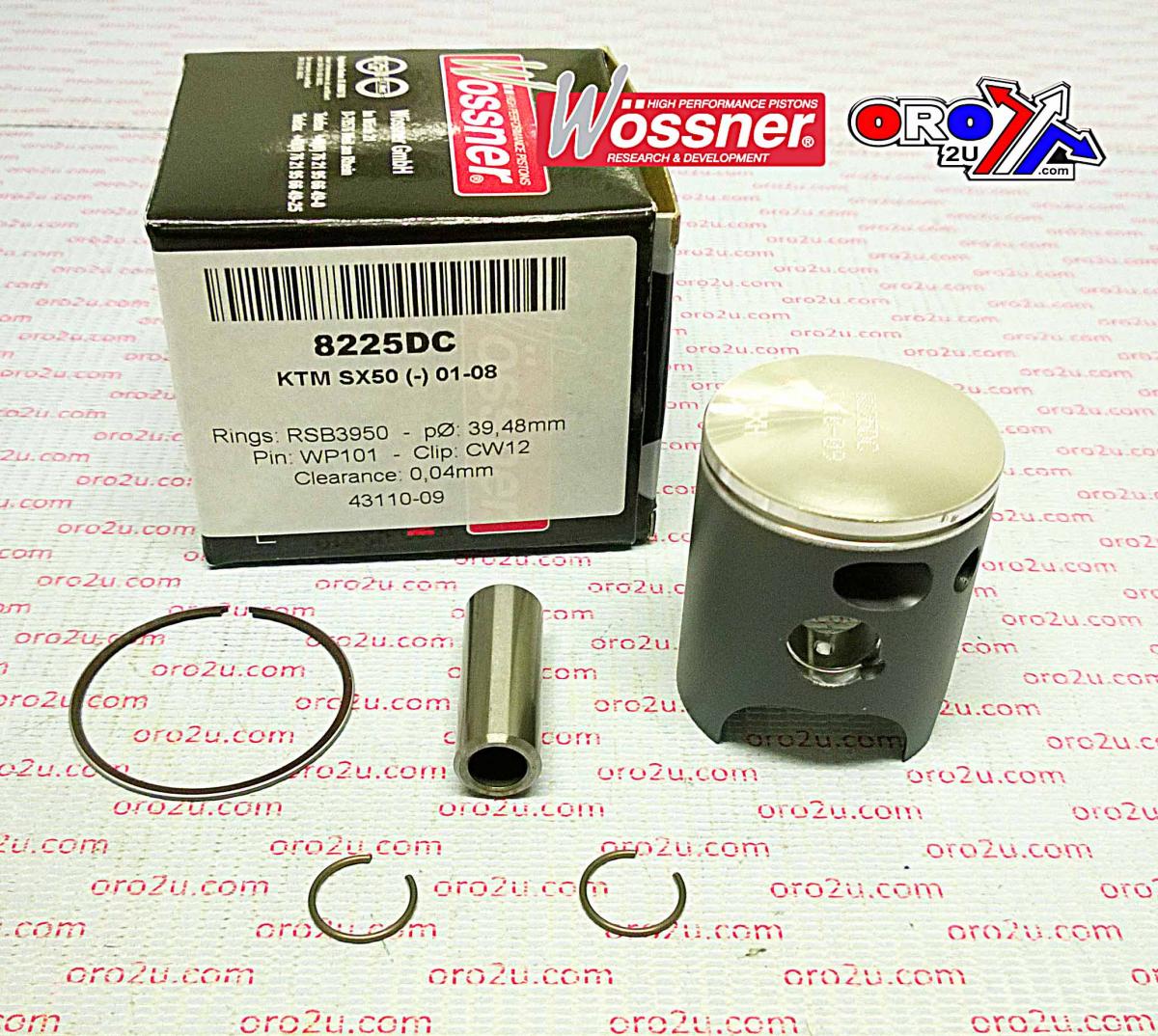 PISTON KIT 01-08 KTM50 SX, WOSSNER 8225DA FORGED MX 45030007000