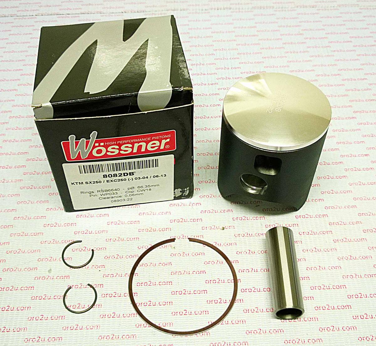PISTON KIT 03-04 KTM250 66.40, WOSSNER 8082DB FORGED MX