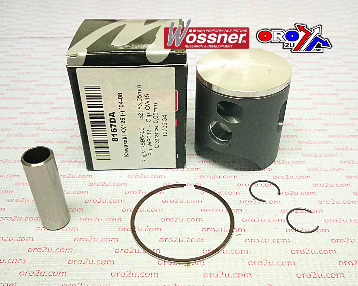 PISTON KIT 04-09 KX125 54.00 B, WOSSNER 8167DB KAWASAKI MX