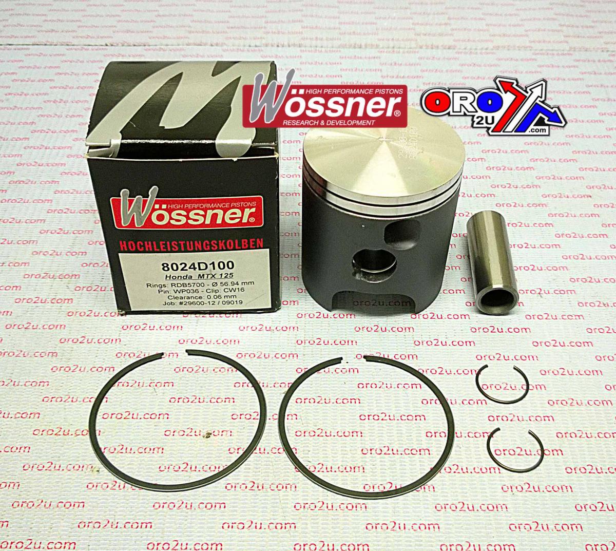 PISTON KIT 83-87 MTX125 57.00, WOSSNER 8024D100 HONDA ROAD