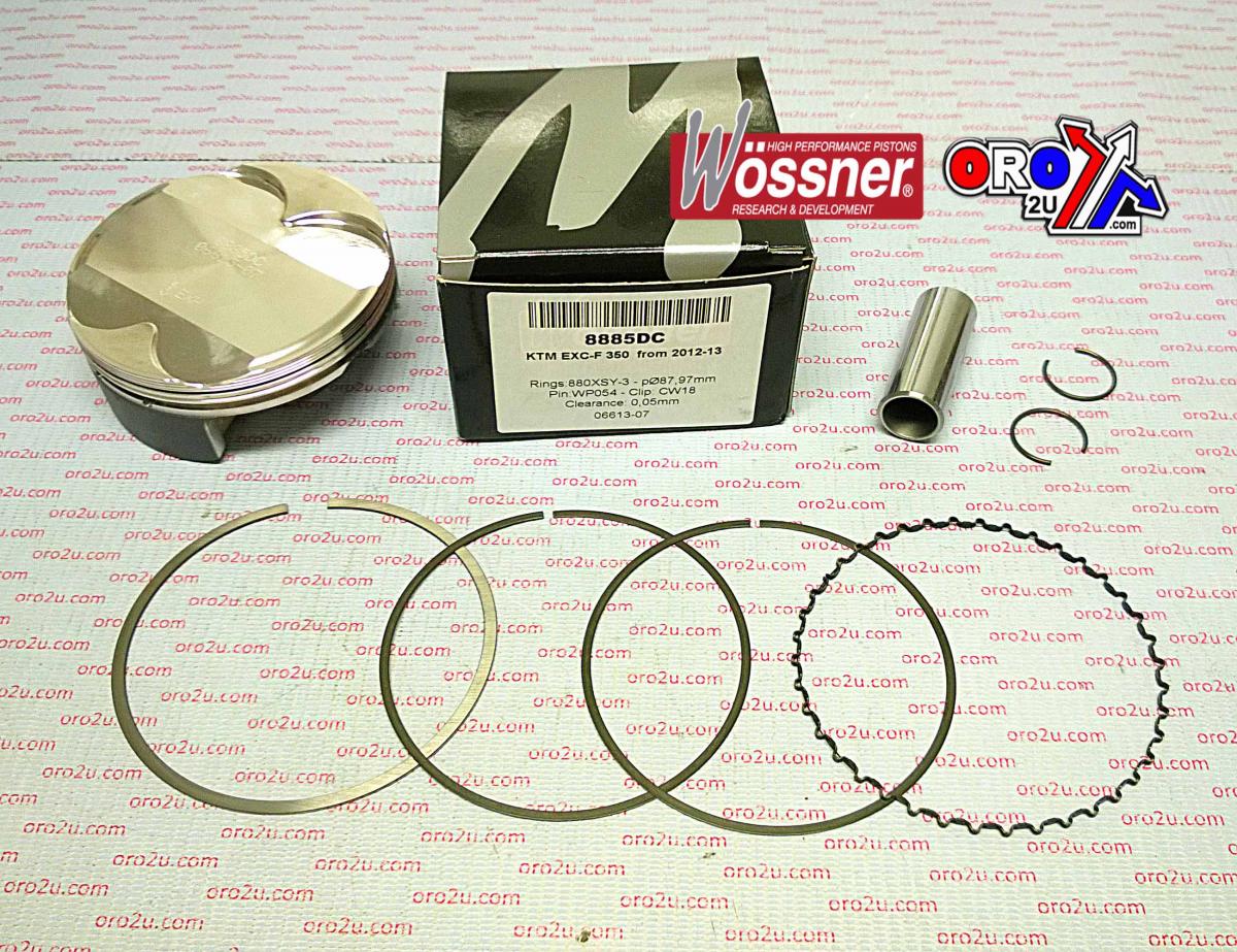 PISTON KIT 12-16 KTM EXC-F 350 88, WOSSNER FORGED 8885DA 77230107100-I 77530107100