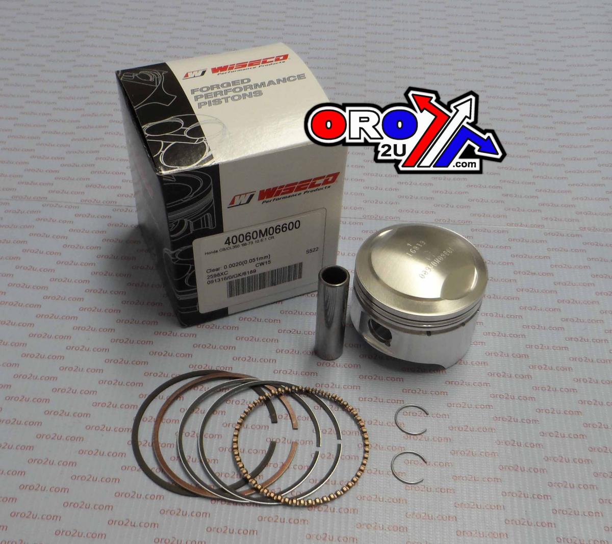 PISTON KIT 68-73 CB350 66.00, WISECO 40060M06600 ROAD HONDA