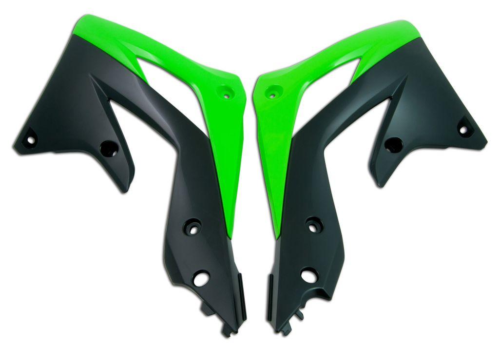 RADIATOR SCOOPS 12-15 KX450F, RTECH R-CVKXFVENR12, GREEN/BLACK