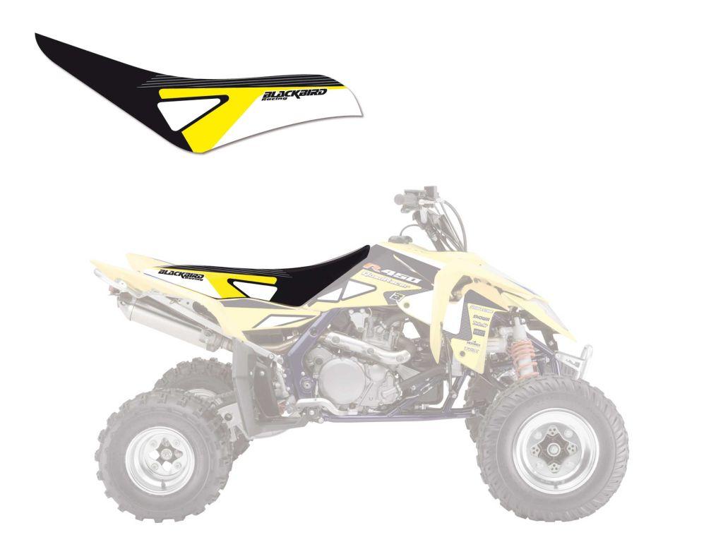 06-09 LTR450 GRAPHIC BLACKBIRD, BLACKBIRD SEAT COVER