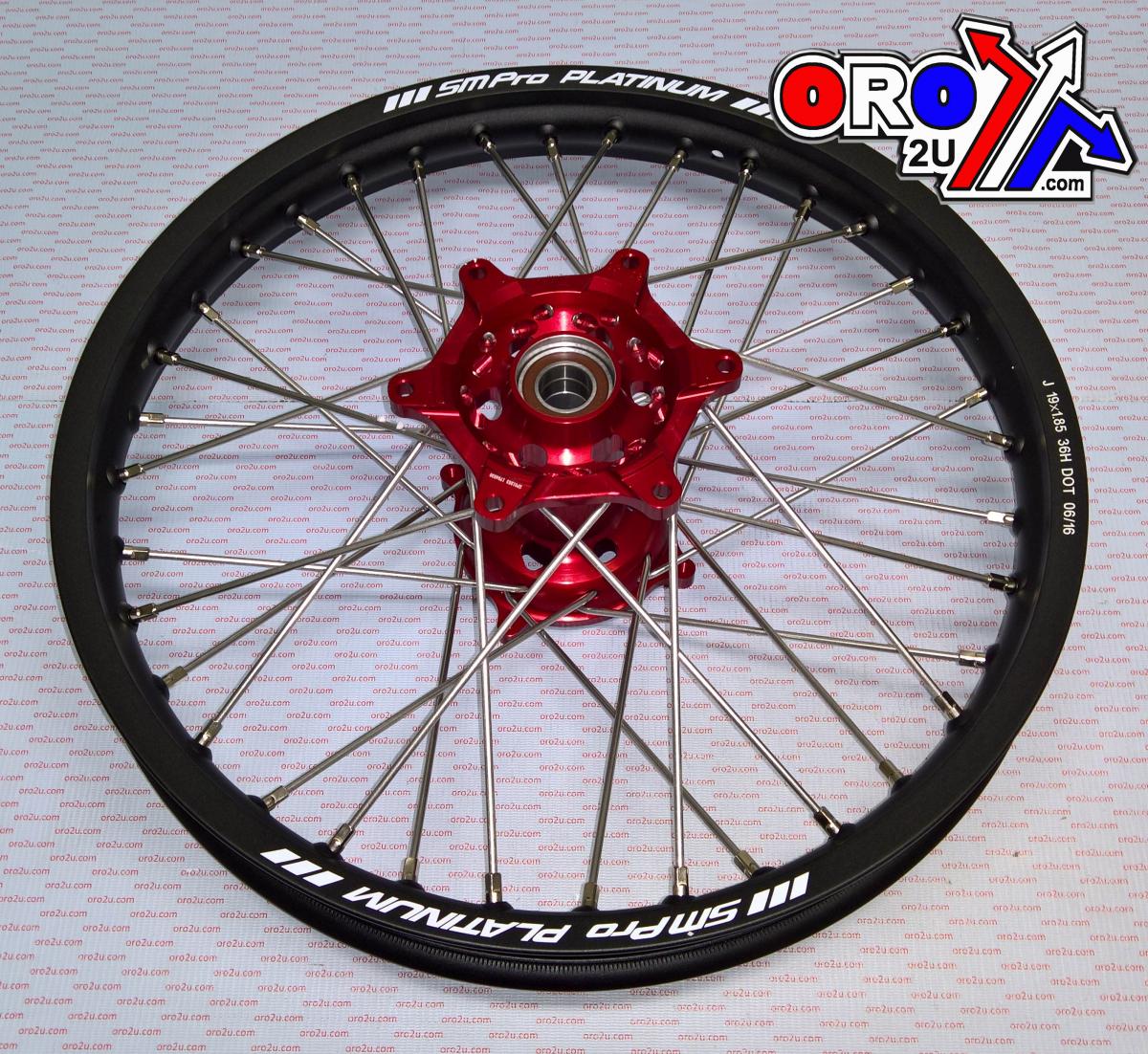 19x2.15 WHEEL HON GLOSS BLACK/GLOSS RED, GLOSS BLACK RIM / GLOSS RED HUB MX-9120, SP047.03.81.01.99