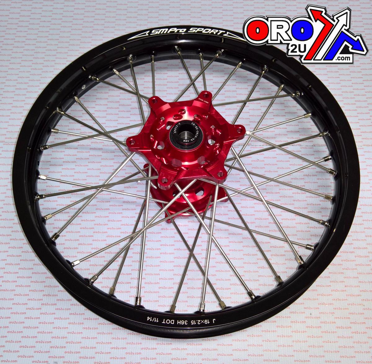 19x2.15 WHEEL HON GLOSS BLACK RIM / GLOSS RED HUB, GLOSS BLACK RIM, GLOSS RED HUB, SP012.03.81.01.99 MX-9023