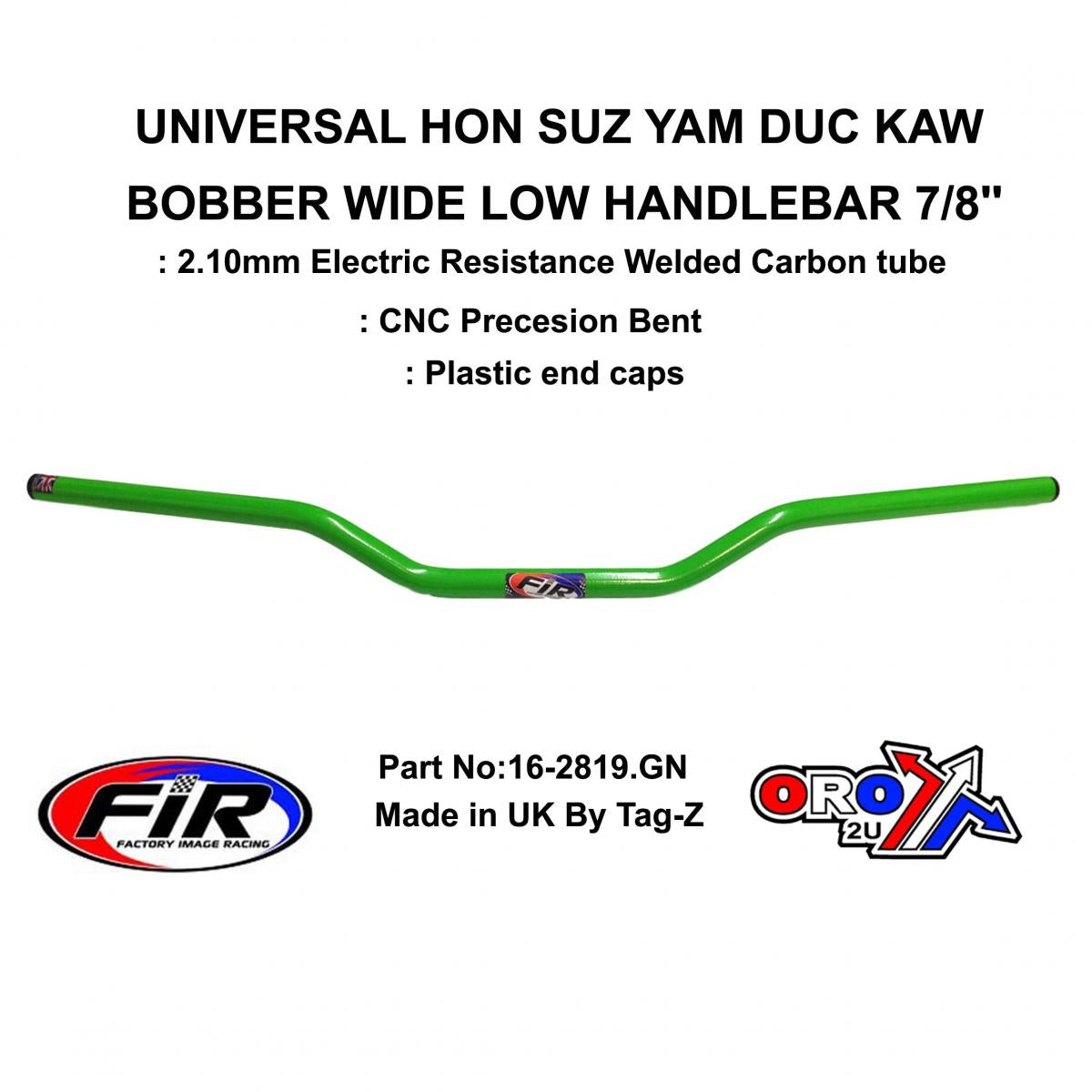 BOBBER HANDLEBAR 7/8'' GREEN, HON SUZ YAM DUC KAW WIDE, / RE: CML405128